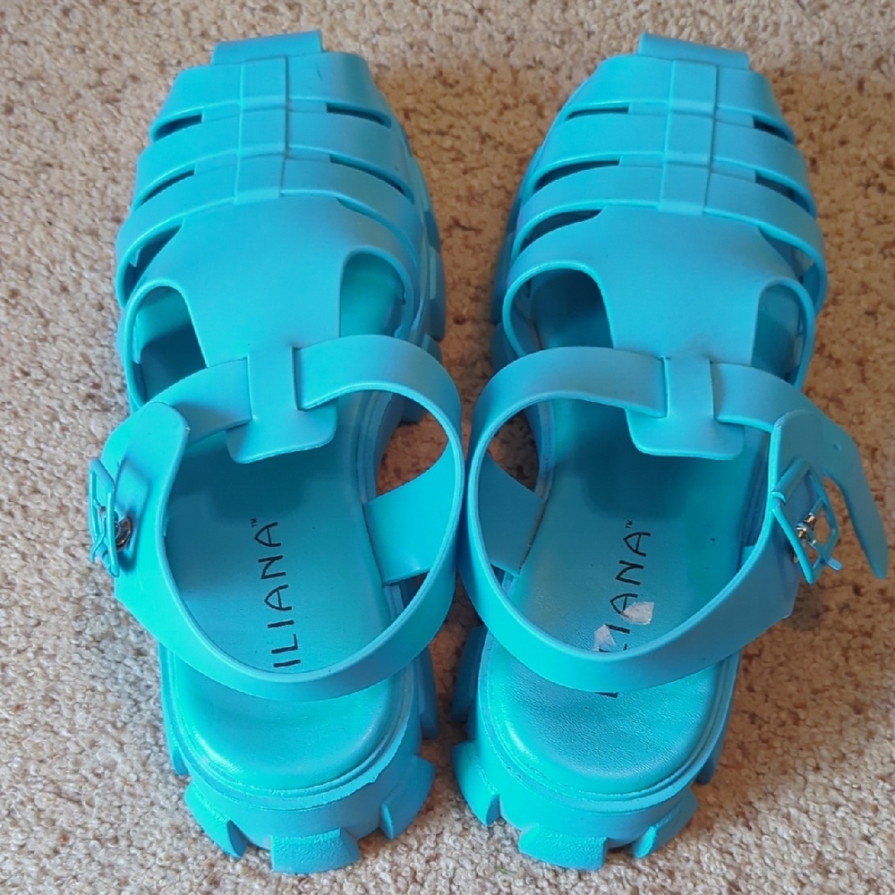 LILANA Aqua Jelly Fisherman Sandals Chunky Lug‎ Sole Retro 90s Vibes